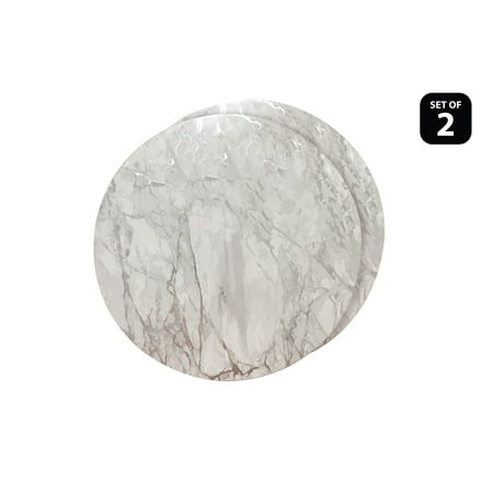 Dainty Home Marble Cork Metallic Print Round Set of 2 Placemats in (Best Placemats For Marble Table)