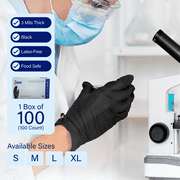 1st Choice Black Nitrile Exam Gloves, Size X-Large, 100 Count, Light-Duty