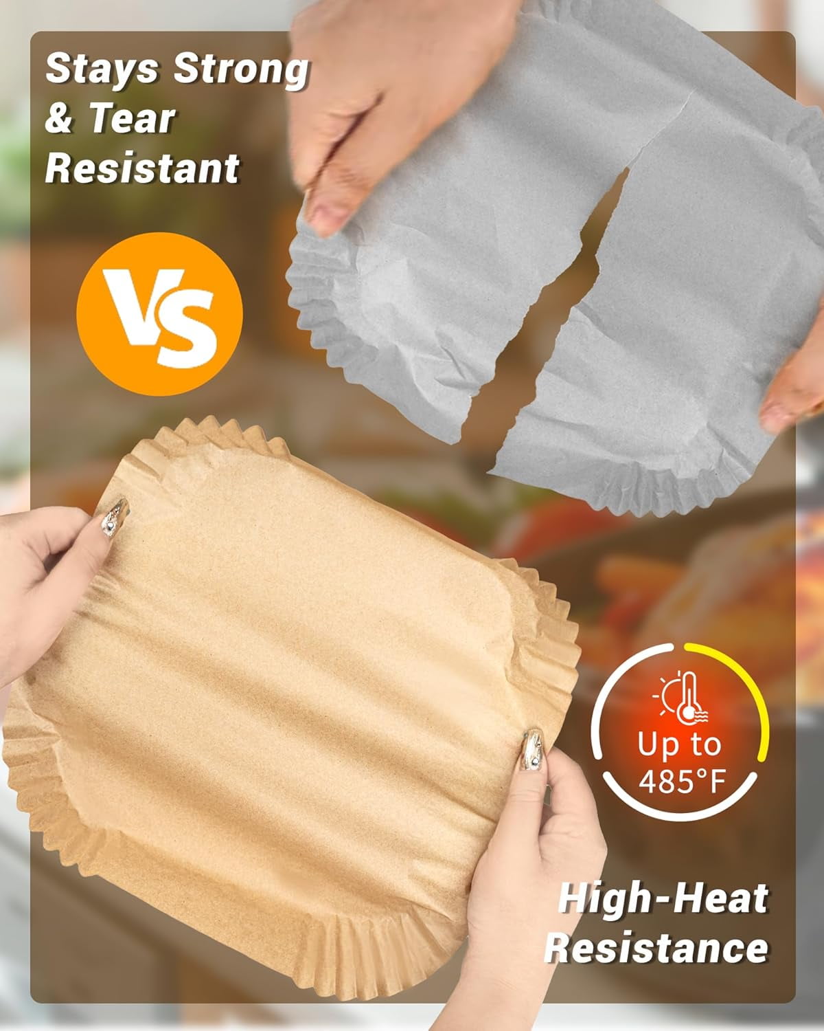 500Pcs Liners, 8” Square Disposable Parchment Paper Liner for 5-8 QT Air Fryer, Non-Stick, Oil Proof Unbleached Airfryer for Baking, Roasting Microwave