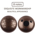 thumbnail image 2 of Steel Tongue Drum Rain Chime, 8 Notes 6 inch Rain Drum for Outside When It Rains, Chakra Drum with Bag, Mallets, Finger Picks, Percussion Instrument for Meditation Yoga Education (Brown), 2 of 12