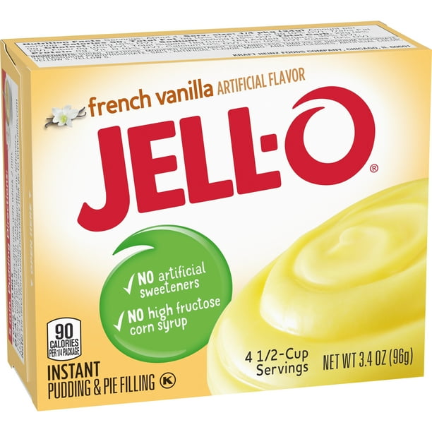 JellO French Vanilla Instant Pudding Mix, 3.4 oz Box