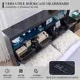 thumbnail image 4 of Aitjunz Modern Queen Size Bed Frame with 50" Tall Storage Headboard, 4 Under-Bed Storage Drawers, Fluted Wood Platform Bed w/ LED Lighting and Charging Station, No Box Spring Needed, Black, 4 of 6
