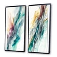 thumbnail image 3 of Designart "Turquoise Revelry - Shades of Blue Celebration III" Abstract Liquid Ink Framed Wall Art Set Of 2 - Modern Blue Gallery Wall Frame Set For Home Decor, 3 of 6