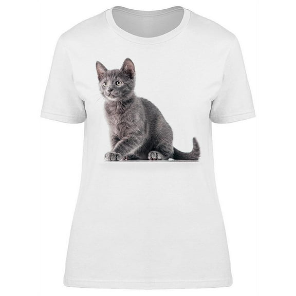 Cute Russian Blue Kitty T-Shirt Women -Image by Shutterstock, Female Small