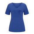 thumbnail image 6 of Women's Short Sleeve T-shirt Women'S 3/4 Sleeve Shirts V Neck Loose Fitting Tops Casual Solid Color Tshirts Trendy Basic Tunic Summer Ladies Tops,Blue Women's Short sleeve T-shirt XL, 6 of 7