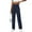 Blue, variant on LYMAYTER Women Casual Trousers High Waisted Stretchy Button Business Work Casual Pants with Pockets S-2XL