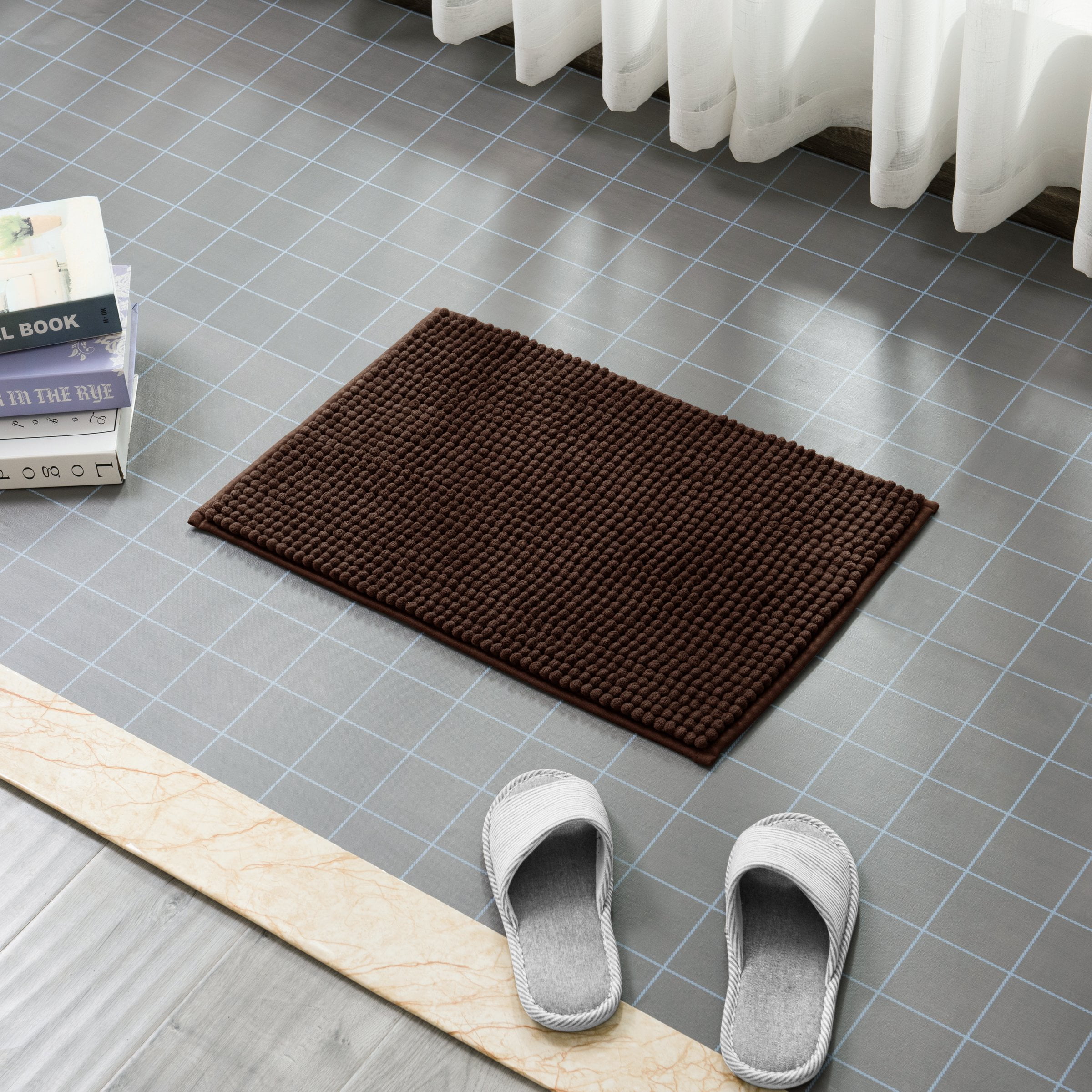 FRESHMINT Chenille Bathroom Rugs Non-Slip Bath Mat 24”x16.5“, Washable Soft  Show