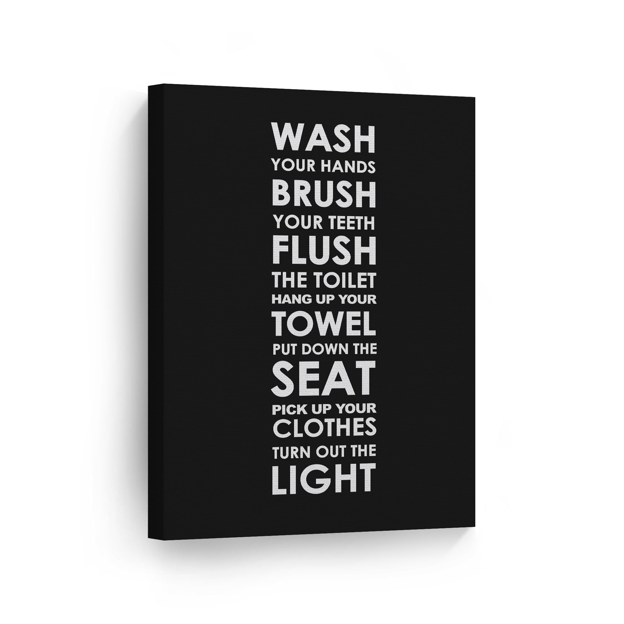 smile art design bathroom rules quote saying typography black and white