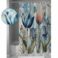 thumbnail image 3 of Extra Long Shower Curtain 72x96 Inch, Colorful Tulips Shower Curtain Waterproof Bathroom Decor Spring Pastoral Flowers Retro Butterfly Fabric Bath Curtain Set Accessories with Hooks, 3 of 6