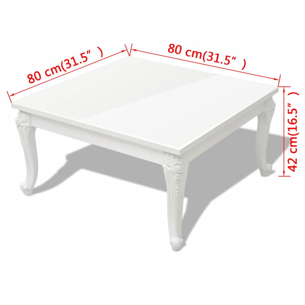 Kepooman Modern High Gloss Leisure Square Dining Table for Kitchen Living Room, 31.5" x 31.5" x 16.5", White Kepooman Modern High Gloss Leisure Square Dining Table for Kitchen Living Room, 31.5" x 31.5" x 16.5", White