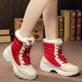 thumbnail image 4 of Botas de nieve para mujer, botas Martin de tacón plano, botas con cordones para mujer, zapatos de algodón para mujer, para viajes al aire libre, 4 of 6