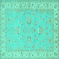 thumbnail image 1 of Ahgly Company Indoor Square Oriental Turquoise Blue Traditional Area Rugs, 5' Square, 1 of 4
