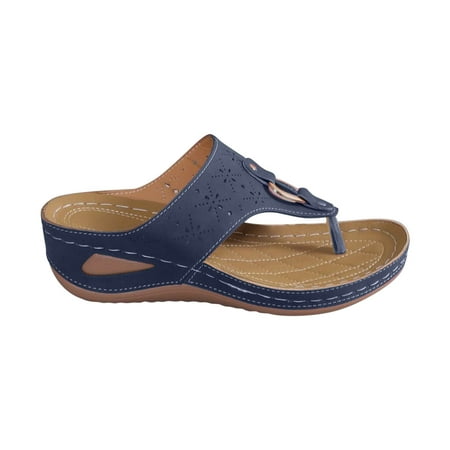 

Womens Soft Wedge Flip Flops Breathable Indoor House Thong Sandals Trendy Outdoor Walking Platform Slippers for Beach