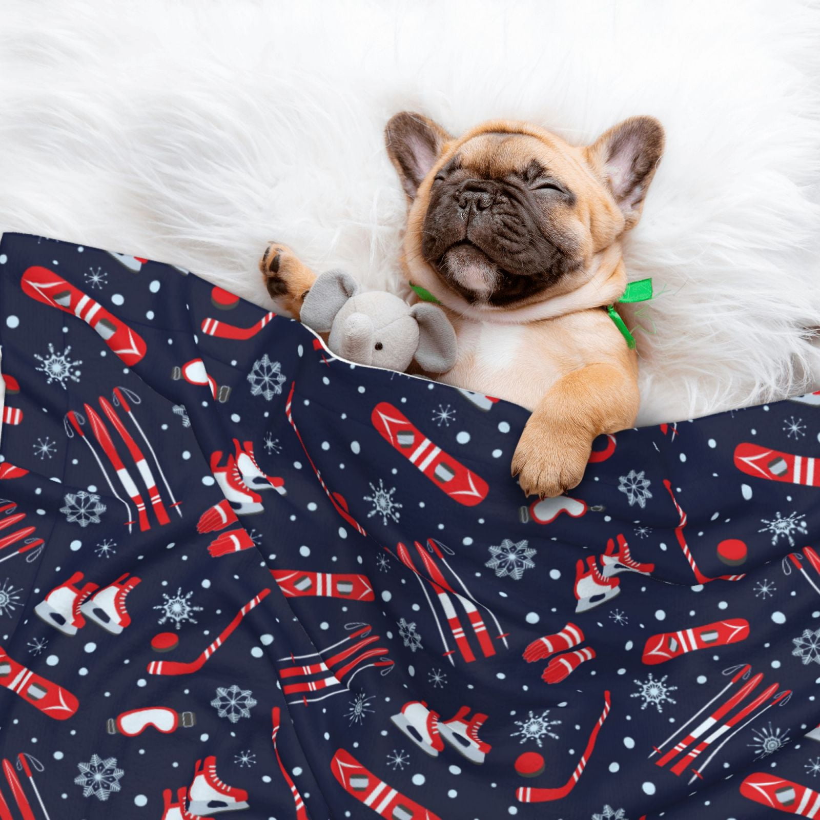 Naloa Winter Skiing Snowflakes Dog Blanket, 3 Sizes Cat Blanket for Indoor Cats Large Medium Small Dog Gifts-Medium