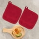 thumbnail image 2 of Agarraderas para ollas con bolsillo, almohadillas de algodón suave con agarre sin silicona y lazo para colgar, agarraderas para cocina, salvamanteles para ollas, sartenes y hornos de silicona con tapa, 2 of 5