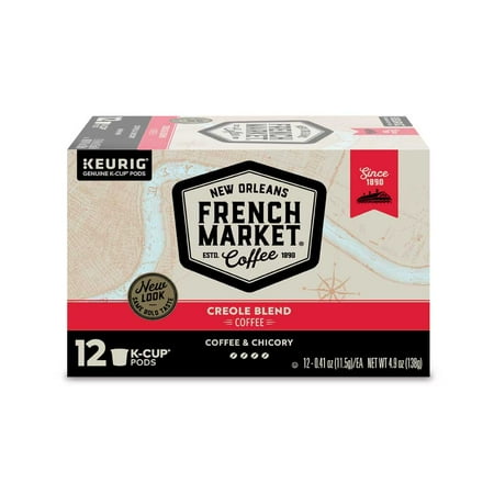 French Quarter French Market - French Market Coffee & Chicory K-Cup Coffee Pods, 12 Count for Keurig and K-Cup Compatible Brewers