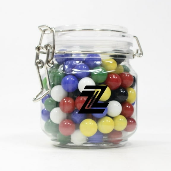 Mega Game Replacement Marbles - 150 Pieces- 6 Colors of 14mm Glass Marbles (in Plastic Jar with Lid)