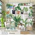 thumbnail image 4 of Bohemian Plant Shower Curtain, Spring Green Plants Flower Shower Curtain Set for Bathroom, Natural Arboretum Botanical Garden Fabric Bath Curtain with Hooks, 72x84inches, 4 of 6