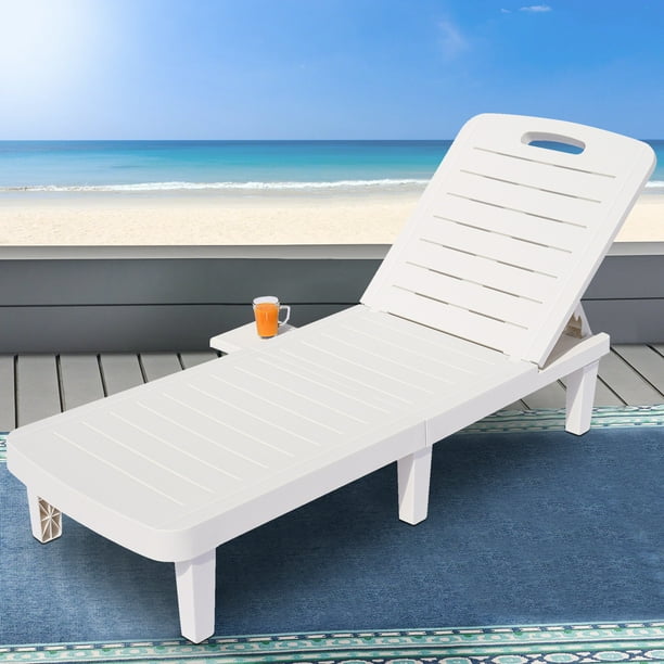 Patio Chaise Lounge, Single Chaise Lounge Chair Patio Furniture Set with Adjustable Back and