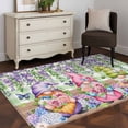 thumbnail image 3 of Area Rugs for Living Room Bedroom, Blue Purple Gnomes 4'x6' Rug Washable Carpet Runner Indoor Outdoor, Spring Hydrangea Flower Leaf Green Plaid Non Slip Accent Floor Mats Rug for Kitchen, Office, 3 of 8