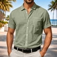 thumbnail image 4 of Men's Casual Linen T-Shirt Turndown Collar Solid Color Breathable Sports Top, 4 of 8