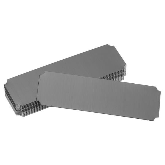 Uxcell 12 Pcs Blank Name Plates, 3.1 x 1" Engraved Metal Name Plate Laser Strong Adhesive Nameplate Stainless Steel Custom Blank Plates for Signs DIY Crafts, Black Notched Corner