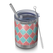 12oz Tumblers Red Teal Checkerboard Checkered Pattern Vacuum Insulated Stainless Steel Travel Tumbler Cups Mug with Lid and Straw for Beer,Coffee,Beverages with Cleaning Brush for Cold & Hot Drinks