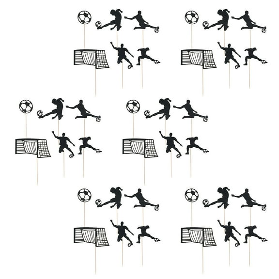 OATIPHO 1Set Black Football Theme Cake Toppers Decorative Dessert Ornaments for Party Cakes