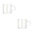 thumbnail image 2 of 2 Pcs Coffee Espresso Cup Glass Coffee Cup 4oz Glass Expresso Shots Small Coffee Cup with Handle Milk Cup with Handle for Espresso Cappuccino Latte Juice, 2.3x2.2 Inch, Clear, 2 of 2