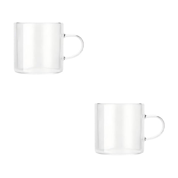 2 Pcs Espresso Cups, Espresso Shot Glasses, Glass Espresso Shots Cups Small Coffee Cups with Handle, Glass Coffee Mugs Espresso Accessories for Home Kitchen, 2.2"x2.3"x1", Clear