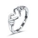 thumbnail image 1 of Anillos Claddagh de plata de ley 925 con forma de corazón para mujer, anillo Claddagh irlandés ajustable chapado en oro blanco/18 quilates/rosa, 1 of 4