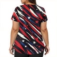 thumbnail image 4 of Womens 4th of July Scrub Tops Casual V Neck American Flag Print Scrub Shirts Short Sleeve Independence Day Patriotic Scrubs Medical Nurse Workwear Nursing Uniform with Pockets Red L, 4 of 5