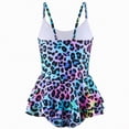 thumbnail image 4 of mgoYE Girls One Piece Swimsuits One Shoulder Ruffle Swimwear Floral Bathing Suit(Blue,8-9 Years), 4 of 6