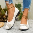 thumbnail image 5 of Casual Shoes for Women Elegant Round Toe On Casual Shoes For With Embellishments Comfortable Flat Sole Everyday Footwear For All Day Wear Wide Fit,White,CN:40(US:7.5), 5 of 8
