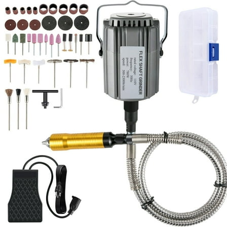 780W Flex Shaft Grinder - 500-23000RPM Rotary Tool w/ Foot Pedal & 131-Piece Kit - 1/4" Chuck for Jewelry, Wood & Metal Polishing