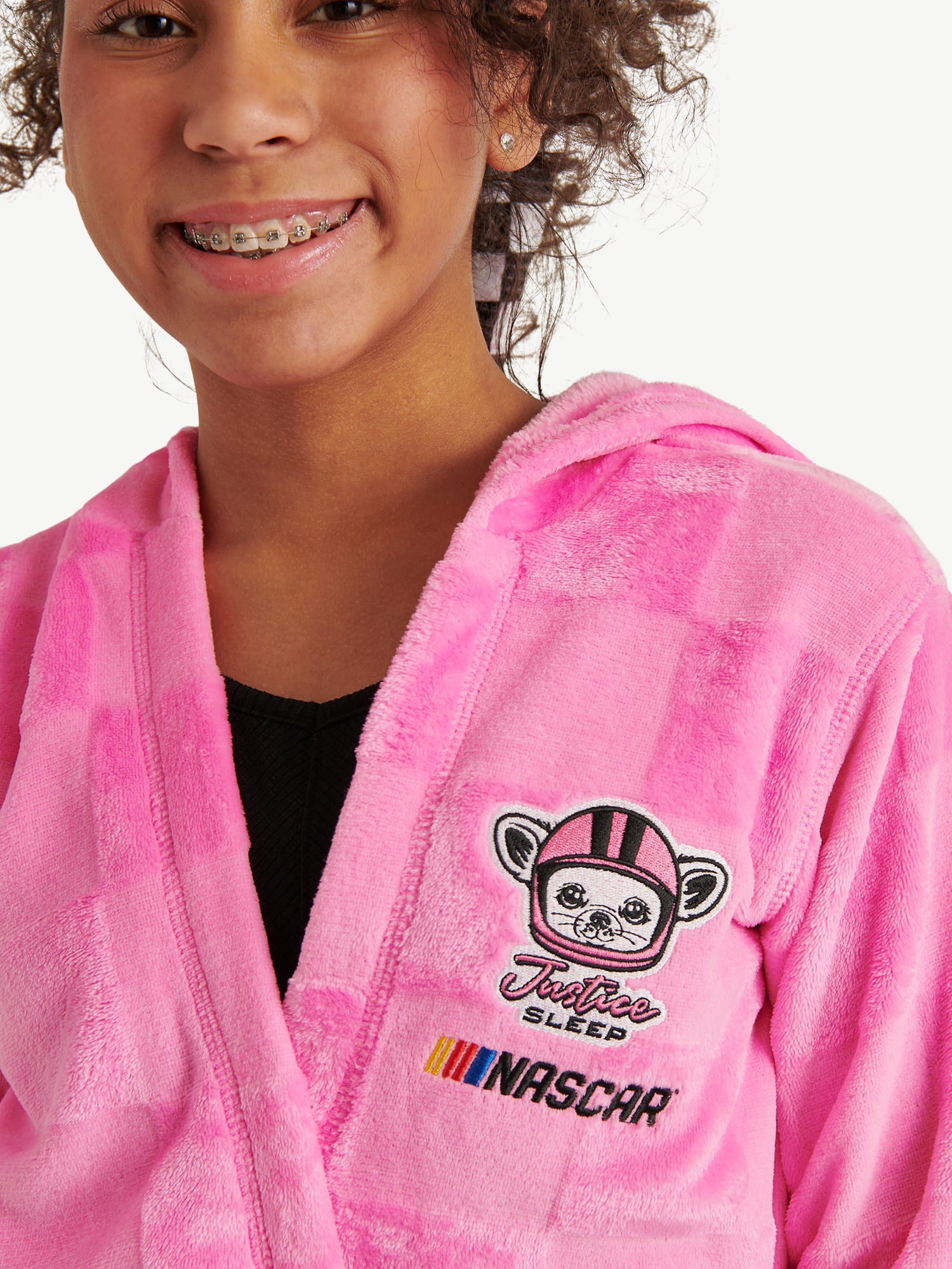 Justice Girls x Nascar Jacquard Fleece Robe with Long Sleeves, Sizes 5-18