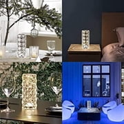 LINLIN Crystal Bedside Table Lamp, Crystal Rose Diamond Table Lamp Touch Control,3 Lighting Colors Brightness Adjustable USB Rechargeable Crystal Decorative Nights Lamp