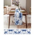 thumbnail image 3 of Ldtrchee Blue Floral Spring Table Runner 108 Inches, Vintage Summer Botanical Watercolor Bed Runner Dresser Scarves Tabletop for Indoor Outdoor Parties/Ceremony/Banquet, 13"x 108", 3 of 8