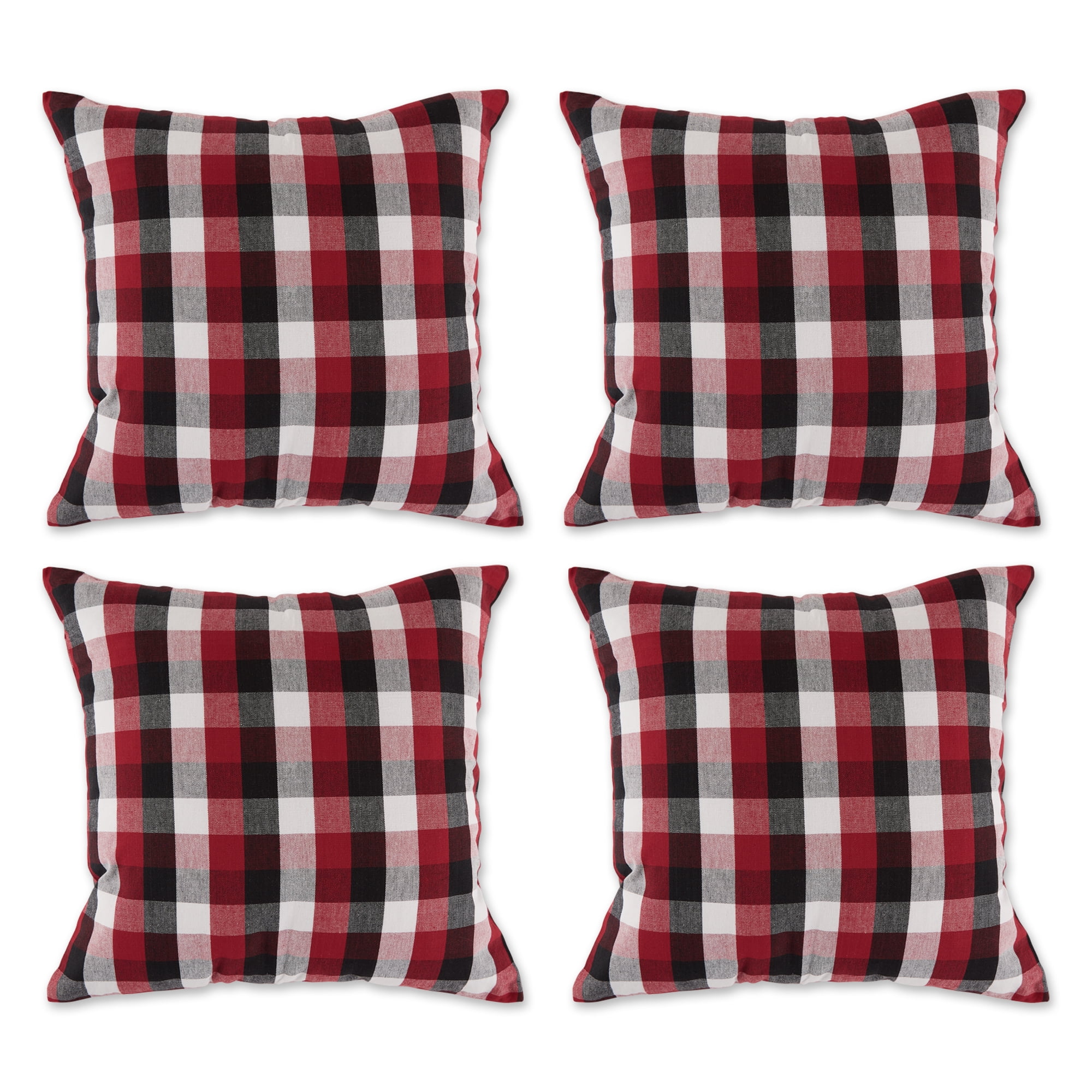 Black, Cardinal Red and White Pillow Cover 18x18 inch, 4 Piece