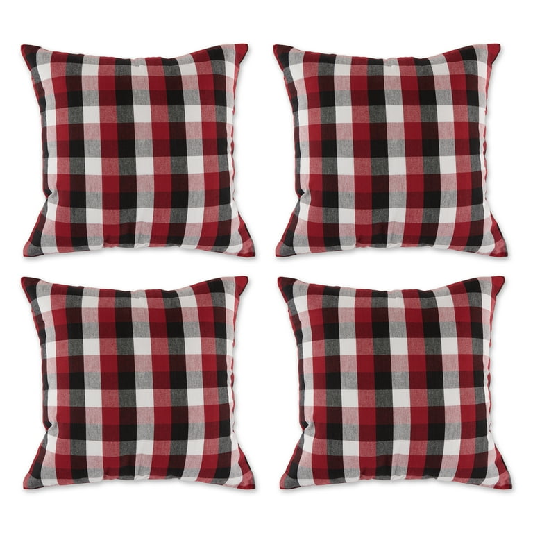 DII Black, Cardinal Red and White Pillow Cover 18x18 inch, 4 Piece