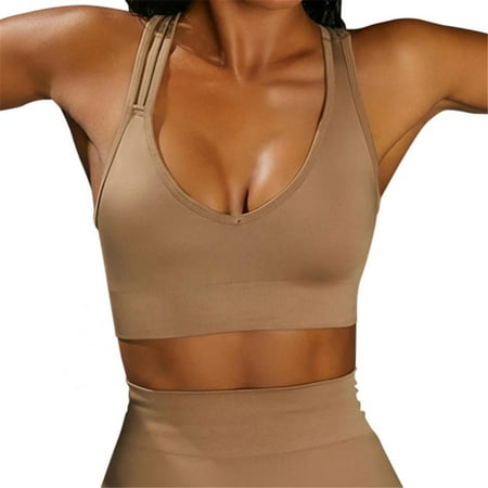 

Sports Bras for Women High Support Criss-Cross Back Padded Strappy Workout Yoga Bra with Removable Cups