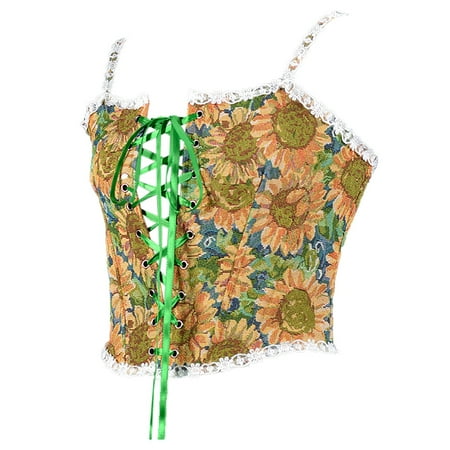 

Shapewear For Women Tummy Control Vintage Floral Camisole Flower Embroide Push Up Bodysuit