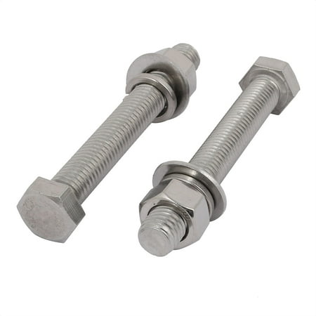 

2 Set M12x90mm 304 Stainless Steel Hex Bolts w Nuts and Washers Assortment Kit
