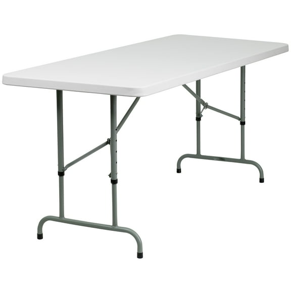 Flash Furniture Kathryn 6' Rectangular Adjustable Plastic Folding Event Table, White