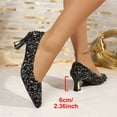 thumbnail image 3 of Women's Block Heel Pumps Dress Shoes Pointed Toe Sequin Rhinestone Heels for Party Wedding Evening, 3 of 8