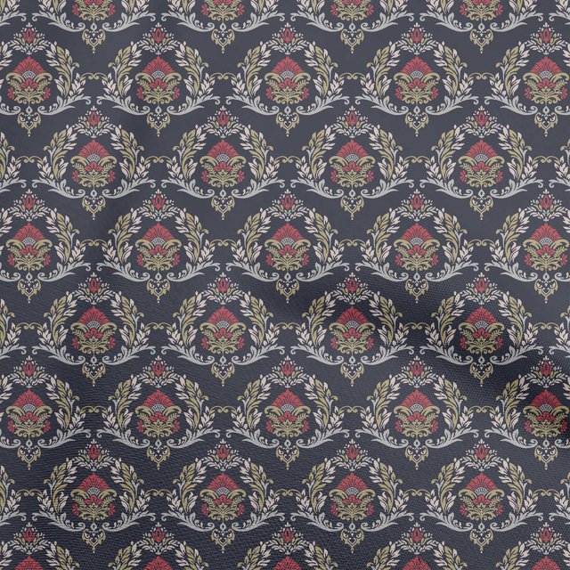 oneOone Polyester Spandex Blue Fabric Damask Craft Projects Decor Fabric Printed By The Yard 56 Inch Wide