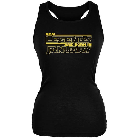 Real Legends are Born in January Juniors Soft Tank Top Black MD