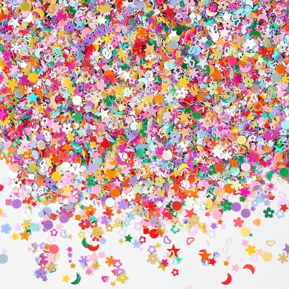 Multicolor Manicure Glitter Confetti 3.6oz/100g, Mixed Shapes Size 2-10mm for Party Decoration, DIY Crafts, Premium Nail Art Etc