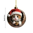 thumbnail image 3 of ToyKingdee Christmas Tree Ornaments, A Kitten in The Tree Hole 2D Acrylic Hanging Ornament, Cats with Santa Hat Cute Pet Lover Christmas Decorations Gifts, 3 of 5
