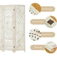thumbnail image 5 of 66.9Inch Folding Room Divider, 6 Panels Wood Carved Privacy Screens, Free Assembled Freestanding Partition for Home Office Restaurant Bedroom (White-Washed), 5 of 16